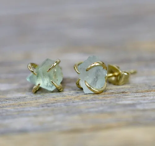 Miniatura 32 de Pendientes de tuerca de piedra preciosa cruda, idea de regalo para el día de la madre, graduación, moda de verano