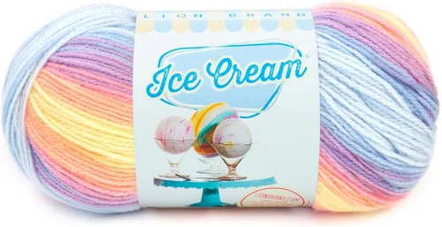 Miniatura 60 de Lion Brand Yarn, Hilo para Bebé Ice Cream para tejer, ganchillo y manualidades, Baseball Nut, 1 paquete, fibra acrílica colorida de peso DK