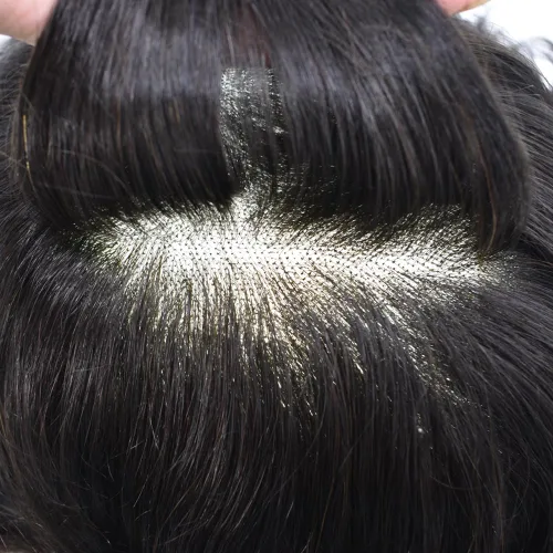 Miniatura 7 de Toupee For Men Human Hair Men's Toupee Hair Replacement System For Men Fine Mono Hair Piece For Men Poly Mens Hair System 8X10 Medium light density