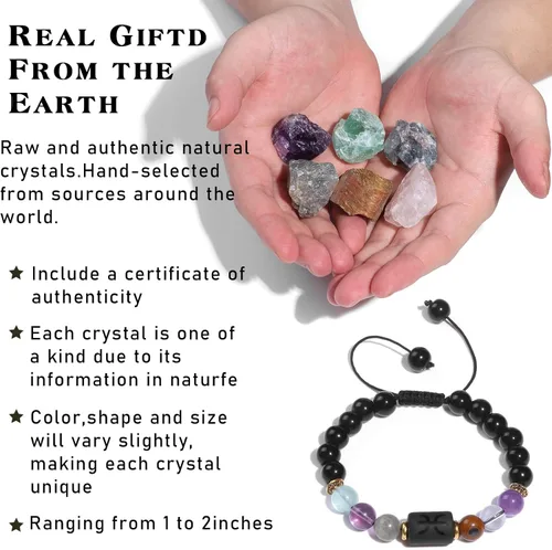 Miniatura 3 de GolbalJew Juego de regalo de cristales de Piscis, signos del zodíaco, piedras de nacimiento de cristales curativos con caja de horóscopo, pulsera