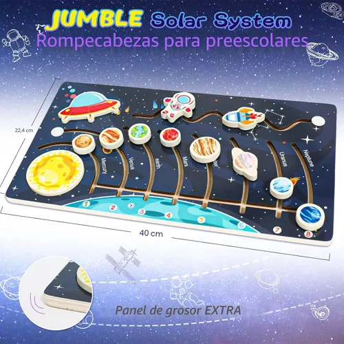 Miniatura 5 de Zeoddler Rompecabezas de sistema solar móvil para niños de 3 a 6 años, juguetes espaciales de madera, planetas para niños, actividades