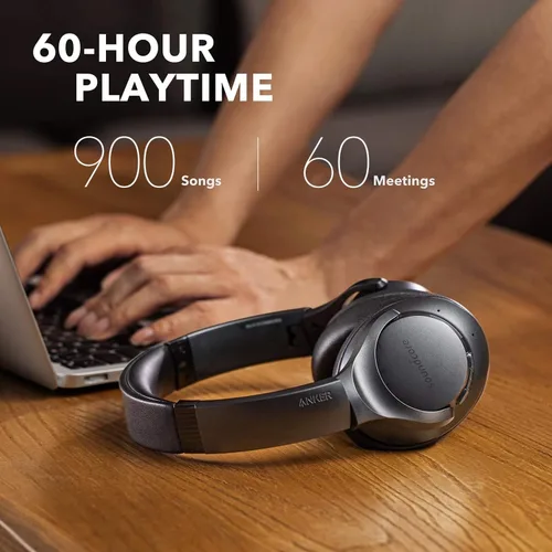 Miniatura 2 de Soundcore Anker Life Q20 Auriculares híbridos con cancelación activa de ruido, auriculares inalámbricos Bluetooth sobre la oreja, tiempo de Negro
