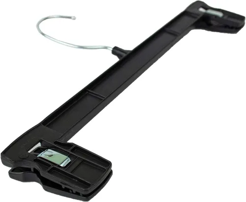 Miniatura 2 de HangOn Perchas para pantalones de plástico reciclado con clips acanalados, color negro, 14 pulgadas, paquete de 10