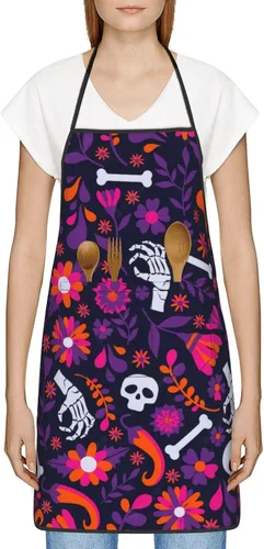 Miniatura 2 de Delantal de calavera de azúcar, delantales de cocina para hombres y mujeres, delantal de cocina, delantal de chef, delantales de jardín ajustables