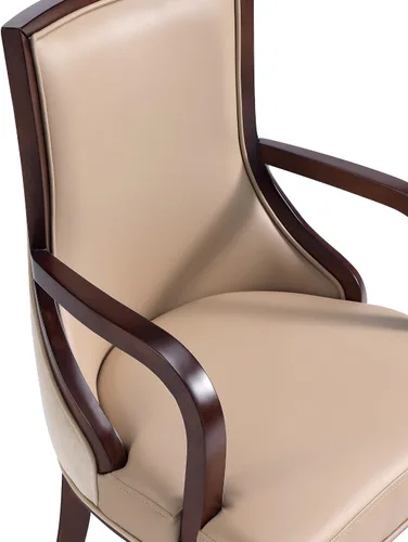 Miniatura 5 de Manhattan Comfort Grand - Silla de comedor de piel sintética con brazos, asiento acolchado con respaldo de ala, costuras rectangulares finas y marco