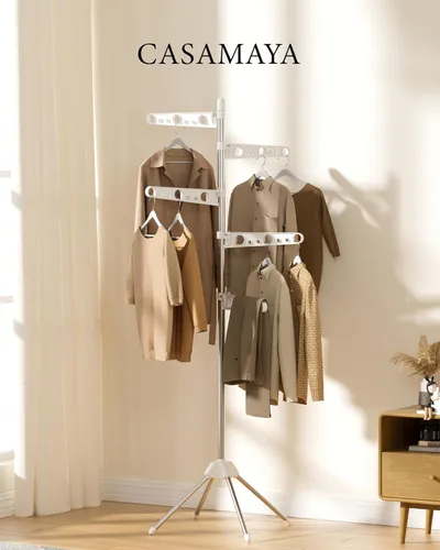 Miniatura 4 de CASAMAYA Tendedero plegable, tendedero trípode de 179.9 cm para 35 piezas de ropa, con barras ajustables en altura y giratorias, ahorro de espacio