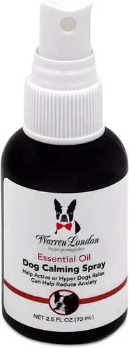 Warren London Spray calmante de aromaterapia para perros, mezcla de aceites esenciales de 2.5 onzas (lavanda, vetiver, salvia clara y naranja dulce)