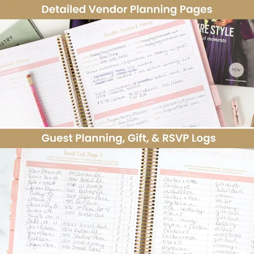 Miniatura 4 de bloom daily planners Planificador y organizador de tapa dura para el día de la boda (sin fecha), 9 x 11 pulgadas, diseño floral dorado