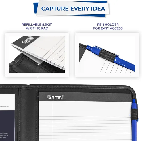Miniatura 6 de Samsill Professional Padfolio - Currículum/cartera comercial, almacenamiento de documentos, tarjeta comercial y anotador de bolsillo
