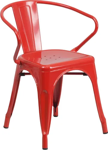 Miniatura 21 de Flash Furniture silla de metal con apoyabrazos, Metal, Negro