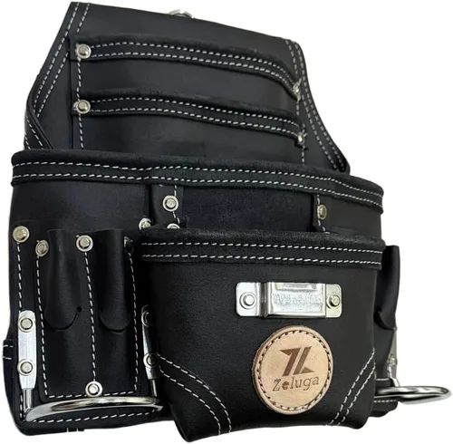 Miniatura 3 de Zeluga 20-117 Bolsa de herramientas de 10 bolsillos, de piel resistente para rigger, negra