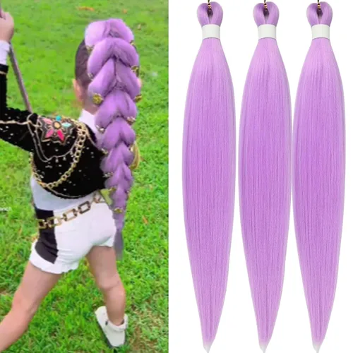 Miniatura 157 de Cabello estirado de fibra Kanekalon para trenzar con cabello humano, color oro rosado, 30 pulgadas