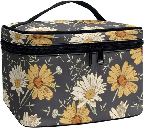 Miniatura 27 de 60S Groovy Hippie Flower Pink Pattern Travel Makeup Bags for Women Portable Tote Cosmetic Case with Carry Handle Toiletry Accessories Storage