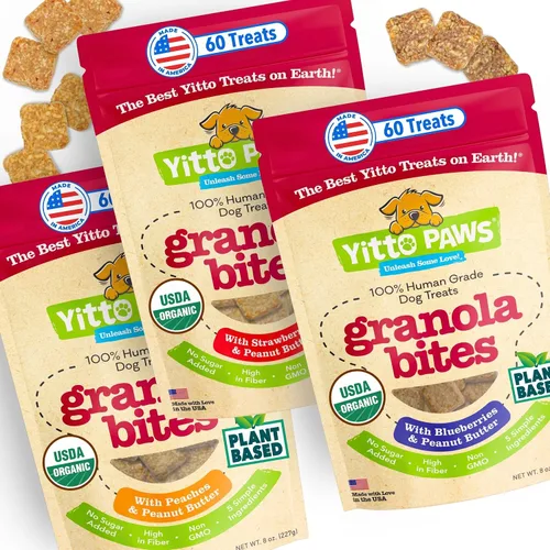 Miniatura 10 de Mini golosinas orgánicas de entrenamiento para perros, galletas crujientes y bajas en calorías con fresa y mantequilla de maní, vegano, grado