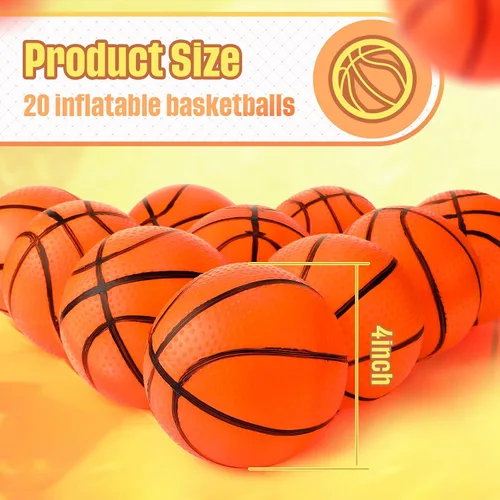 Miniatura 2 de Civaner 20 unidades de mini baloncesto de fútbol para niños de 4 pulgadas inflables de goma pequeñas de baloncesto, regalos para niños pequeños