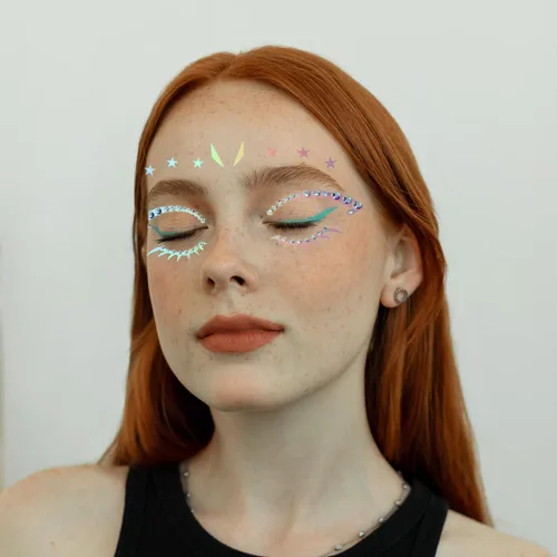 Pegatinas holográficas temporales para maquillaje de ojos, mariposa, estrella, corazón, impermeable, delineador de ojos, calcomanías con purpurina y