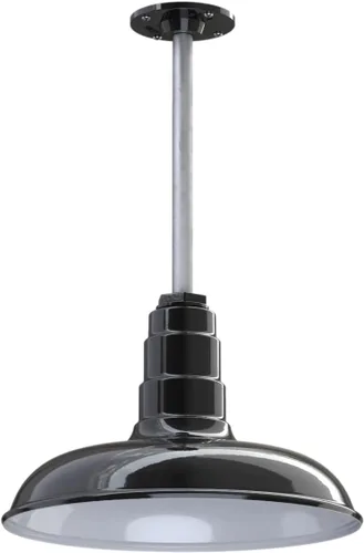 Miniatura 25 de Steel Lighting Co. Malibu - Lámpara colgante Montaje en techo Domo de 14 pulgadas vástago de 12 pulgadas Estilo de granja de acero Rojo