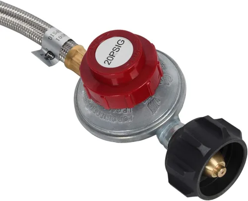 Miniatura 3 de GasSaf 5 Pies Manguera Reguladora de Propano Ajustable de 20 PSI de Acero Inoxidable Trenzada con QCC-1/Tipo, Regulador LP de Parrilla de Gas