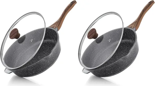 Miniatura 22 de SENSARTE Sartén Antiadherente, Sartén Profunda para Freír de 10/11/12 pulgadas, Sartén para Saltear con Tapa, Mango que se Mantiene Frío, Batería