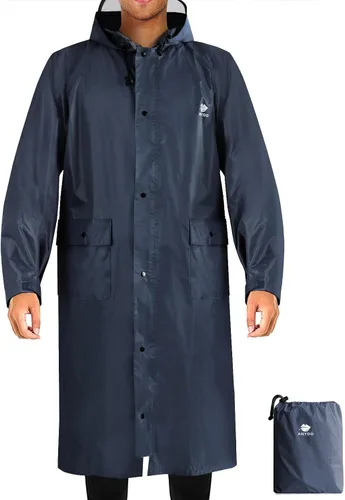 Miniatura 30 de Anyoo Poncho de lluvia con capucha, impermeable, ligero, para hombres, mujeres y adultos, con bolsillo para senderismo, camping, actividades al aire