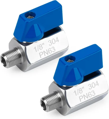 Miniatura 10 de Paquete de 2 mini válvulas de bola de 1/2 pulgada, control de flujo de agua de acero inoxidable 304 macho x hembra NPT roscadas válvulas de drenaje