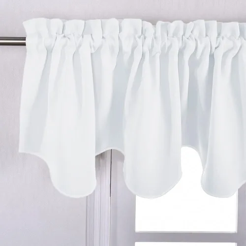 Miniatura 2 de NICETOWN Cenefas blancas puras para ventanas, cenefa festoneada sólida con bolsillo para barra, paneles de cortina cortos para cocina, oficina