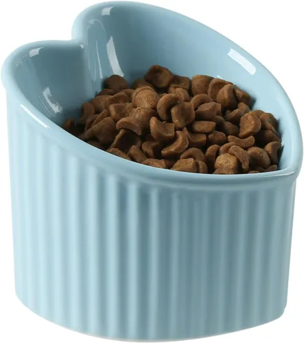 Miniatura 11 de Tazón inclinado elevado de 5.5 pulgadas, cuenco elevado de cerámica para gatos, con forma de corazón de amor, plato inclinado para alimentación