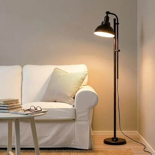 Miniatura 7 de Brightech Dylan - Lámpara de pie industrial para salas de estar y oficinas, luz LED brillante, encantadora lámpara de pie de granja, lectura