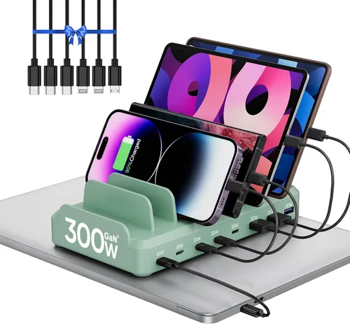 Miniatura 8 de Estación de carga de 300 W para múltiples dispositivos, estación de carga rápida USB C de 8 puertos para MacBook iPhone 17/16/15/14/13/12 Samsung