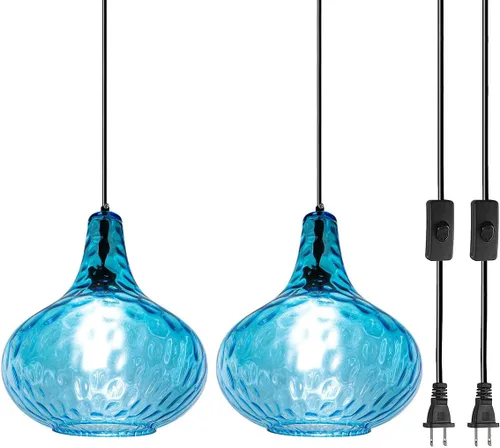 Miniatura 9 de Iluminación colgante de globo de vidrio verde estilo granja, lámpara colgante de vidrio vintage, lámpara colgante moderna de mediados de siglo