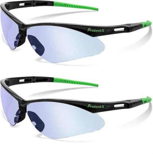 Miniatura 9 de ProtectX Gafas de seguridad para hombres y mujeres, lentes de sol de seguridad con lentes antivaho resistentes a los arañazos, agarres Evergreen
