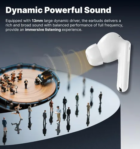 Miniatura 4 de Hmusic Auriculares inalámbricos H26 TWS, 4 micrófonos ENC intrauditivos Bluetooth 5.4, controladores de 0.512 in, pantalla LED de reproducción de 40