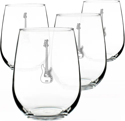 Miniatura 5 de Custom Electric Bass Personalized Stemless Wine Glass - Music Gifts for Bass Players, Teachers and Musicians that Play Bass Guitar - Large 17 Oz
