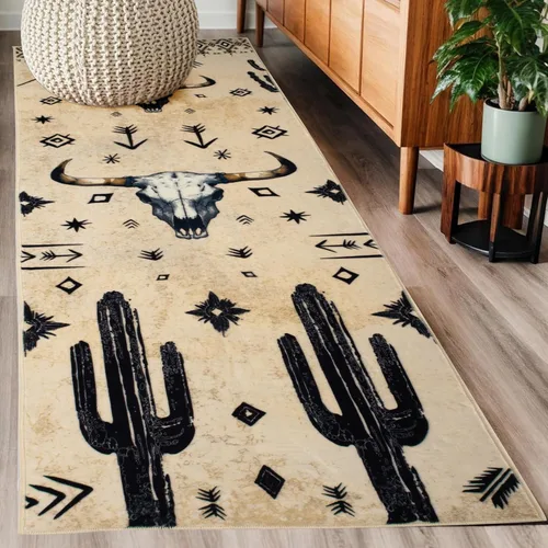 Miniatura 10 de MUGINYU Alfombra de Área de Cuero de Vaca Occidental 5x7 pies para Baño Decoración del Hogar, Alfombra con Estampado de Vaca Marrón, Alfombra