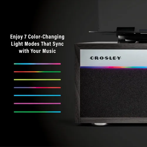 Miniatura 2 de Crosley CR6048A-BK - Reproductor de discos de vinilo con Bluetooth estroboscópico con sincronización de música, luces LED que cambian de color, Negro
