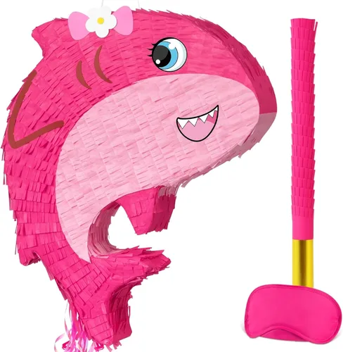 Miniatura 73 de WERNNSAI - Piñata de sirena plegable, piñata de cumpleaños con flecos que incluye cuerda para jalar, venda y bate. Decoraciones