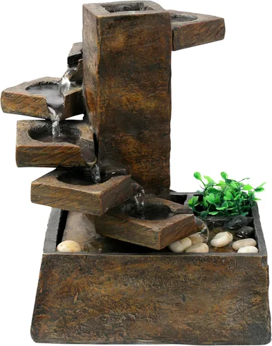 Miniatura 13 de Alpine Corporation WIN1138 - Fuente de agua de mesa para interiores de 13 pulgadas con luces LED, función de agua en cascada para el hogar, oficina