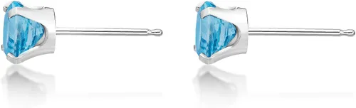 Miniatura 5 de Aretes redondos de piedras preciosas naturales para mujer en oro amarillo o blanco de 14 k con piedra natal de 0.197 in Lavari Jewelers