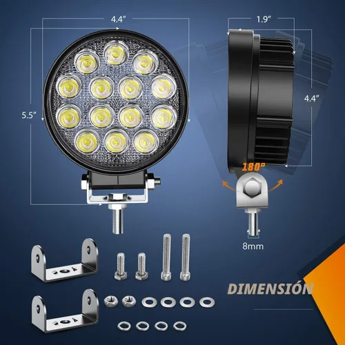 Miniatura 3 de Nilight Cápsulas LED de 4.5 pulgadas, 42 W, 4200 LM, luz de inundación redonda, luces todoterreno, luces antiniebla, techo de conducción, luz de LED