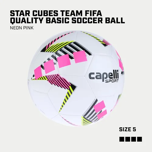 Miniatura 2 de Capelli Sport Balón de fútbol, Star Cubes Team Balón de fútbol para entrenamiento al aire libre e interior Rosa neón
