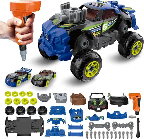 Pup Go 3 en 1 Coche de Construcción para Niños de 3 años en adelante, Coche para Desmontar con Taladro Eléctrico, Camión de Juguete de Construcción