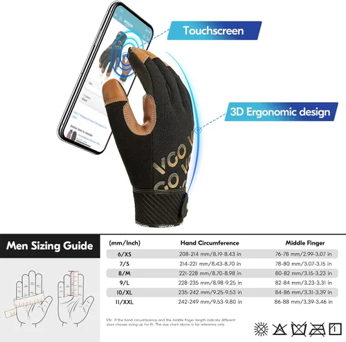 Miniatura 6 de Vgo Guantes de trabajo para hombre, guantes mecánicos, resistentes, guantes de vibración (SL8777/SL7721)