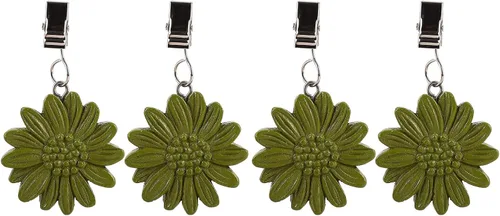 Miniatura 39 de TwoFish Home - Juego de 4 manteles de resina con diseño de flores amarillas para manteles y pesos, clips para manteles (flores de sol amarillas)