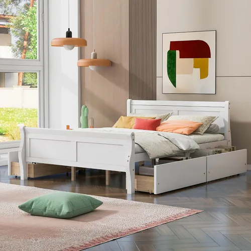 Miniatura 17 de Cama de plataforma de madera de tamaño individual con cabecera en forma de casa, soporte de listones de madera, para dormitorio de niños, niñas