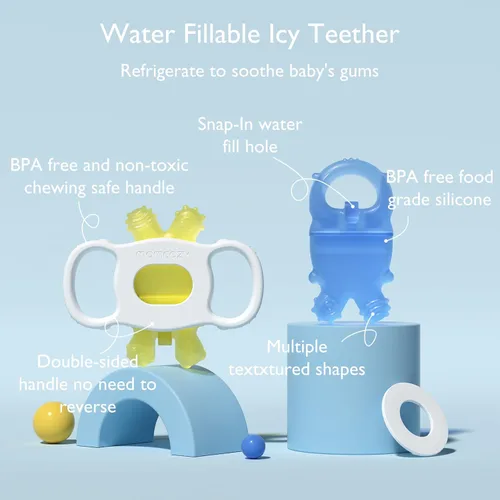 Miniatura 2 de Momcozy Juguetes mordedores para bebés, juguetes de dentición de silicona rellenables con agua fría para bebés, mordedor frío, mordedores de agua