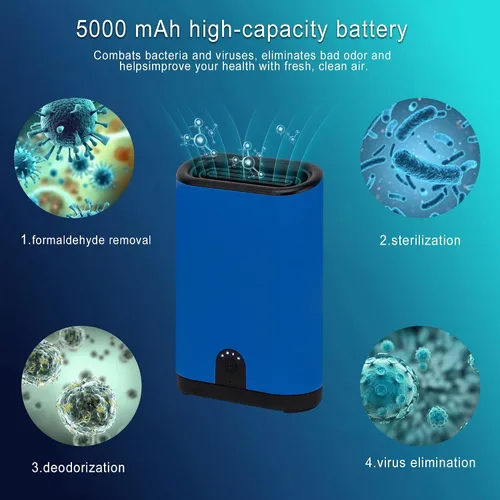 Miniatura 2 de Generador de ozono portátil purificador de aire – 5000 mAh recargable con batería eliminador de olores para el hogar, coche, hotel, habitaciones
