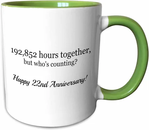 Miniatura 8 de 3dRose mug_224667_4 Happy 22nd Anniversary 198852 Hours Together - Taza de 11 onzas, color negro