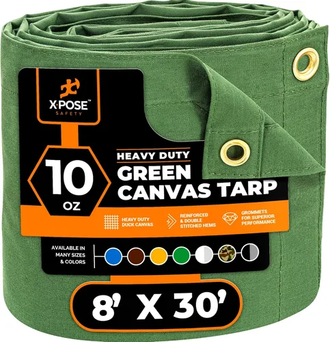 Miniatura 69 de Xpose Safety Lona de Lona - Lonas de Lona Verde de 10oz Resistentes al Agua con Ojales de Latón - Lona Multiusos para Exteriores para Campamento