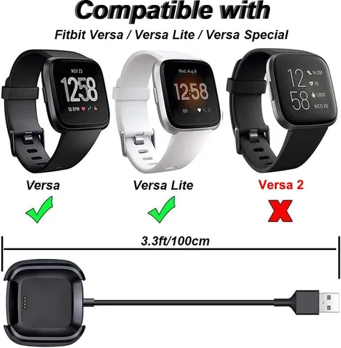 Miniatura 2 de Cargador para Fitbit Versa (no para Versa 2/3), cable de carga USB de repuesto para reloj inteligente Fitbit (3.3 pies/3.3 ft)