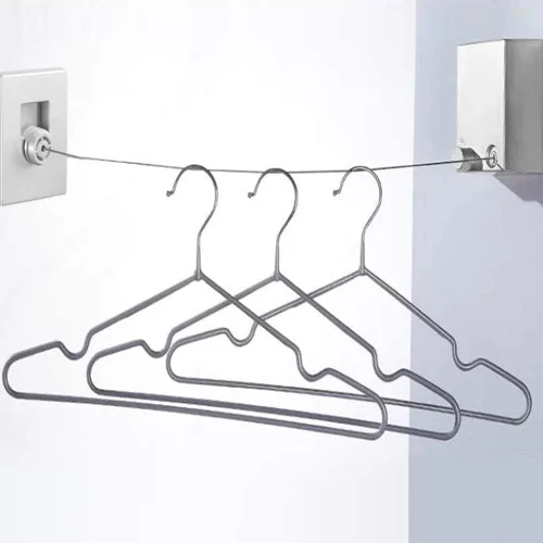 Miniatura 6 de Youngine Tendedero retráctil para interiores y exteriores, para colgar en la pared, con cuerda de acero de 13.8 pies, colgador de cuerda ajustable